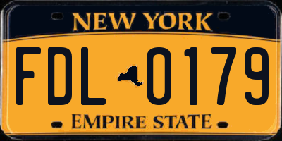 NY license plate FDL0179