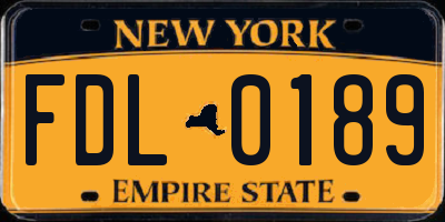 NY license plate FDL0189