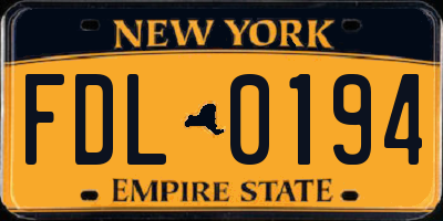 NY license plate FDL0194