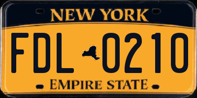 NY license plate FDL0210