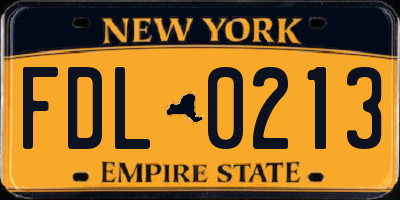 NY license plate FDL0213