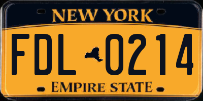 NY license plate FDL0214