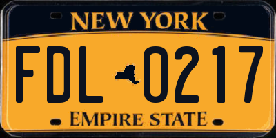 NY license plate FDL0217