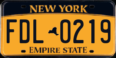 NY license plate FDL0219