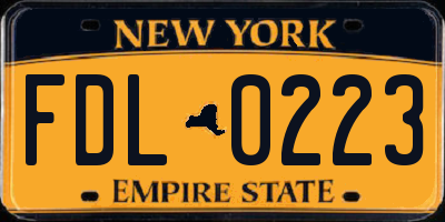 NY license plate FDL0223