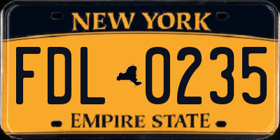 NY license plate FDL0235
