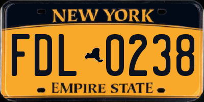 NY license plate FDL0238
