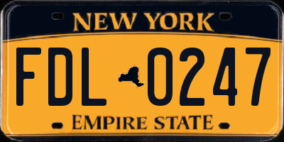 NY license plate FDL0247