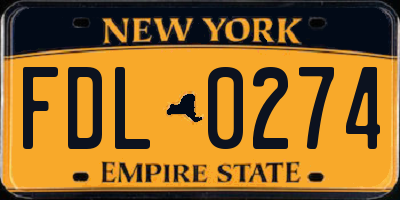 NY license plate FDL0274