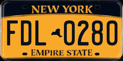 NY license plate FDL0280