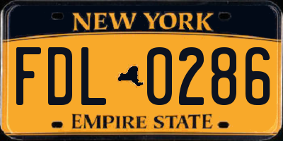 NY license plate FDL0286
