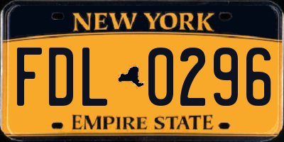 NY license plate FDL0296