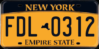 NY license plate FDL0312