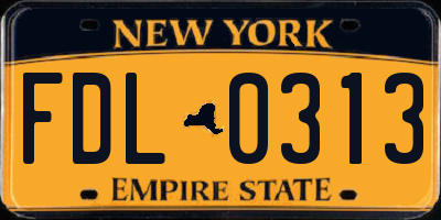 NY license plate FDL0313
