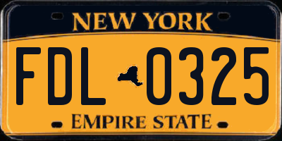NY license plate FDL0325
