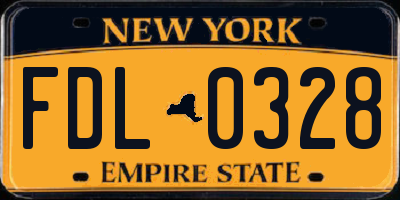 NY license plate FDL0328
