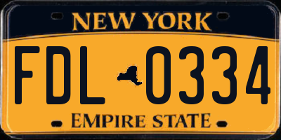 NY license plate FDL0334