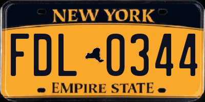 NY license plate FDL0344