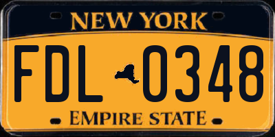 NY license plate FDL0348
