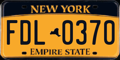 NY license plate FDL0370