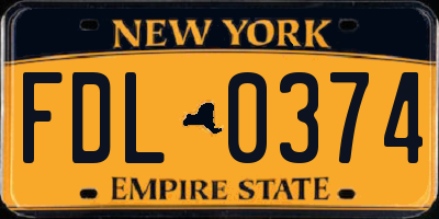 NY license plate FDL0374