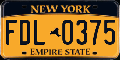 NY license plate FDL0375