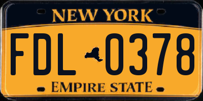 NY license plate FDL0378