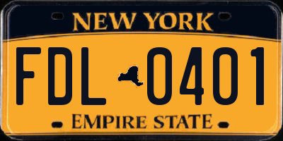 NY license plate FDL0401