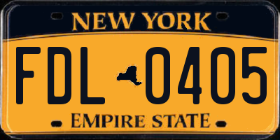 NY license plate FDL0405