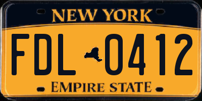 NY license plate FDL0412
