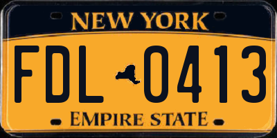 NY license plate FDL0413