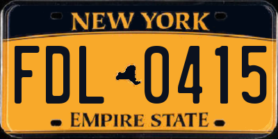 NY license plate FDL0415