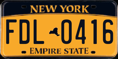 NY license plate FDL0416