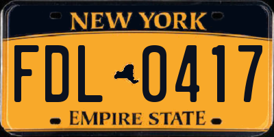 NY license plate FDL0417