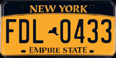NY license plate FDL0433