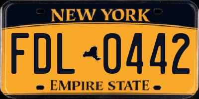 NY license plate FDL0442