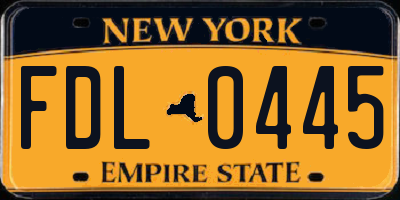 NY license plate FDL0445