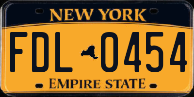 NY license plate FDL0454