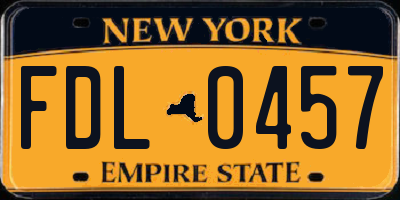 NY license plate FDL0457