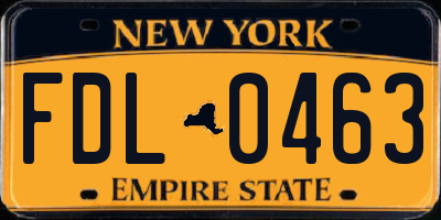 NY license plate FDL0463