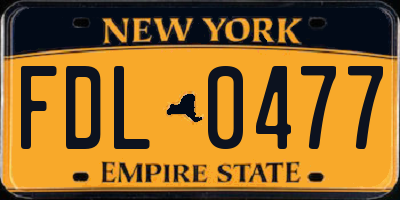NY license plate FDL0477