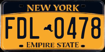 NY license plate FDL0478