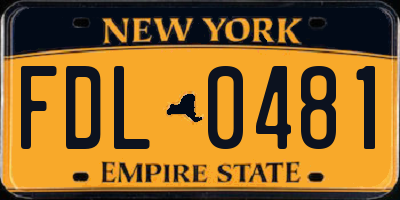NY license plate FDL0481