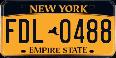 NY license plate FDL0488