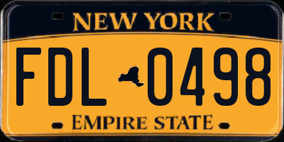 NY license plate FDL0498