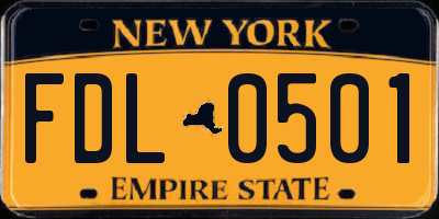 NY license plate FDL0501