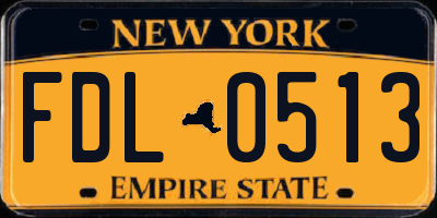 NY license plate FDL0513