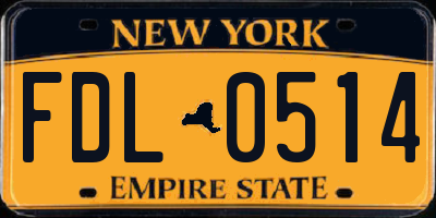 NY license plate FDL0514
