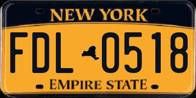 NY license plate FDL0518