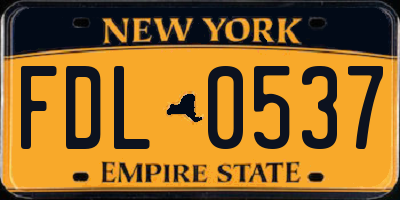 NY license plate FDL0537